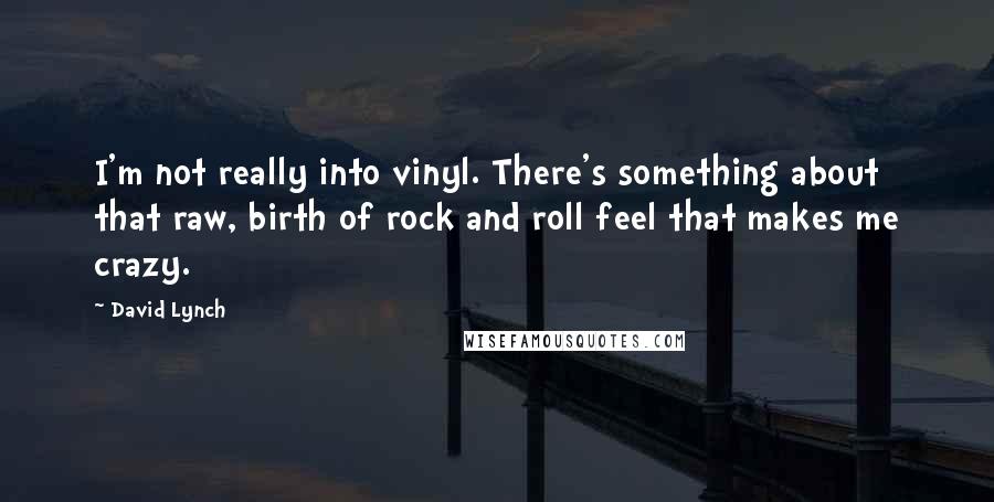 David Lynch Quotes: I'm not really into vinyl. There's something about that raw, birth of rock and roll feel that makes me crazy.