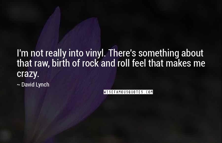 David Lynch Quotes: I'm not really into vinyl. There's something about that raw, birth of rock and roll feel that makes me crazy.