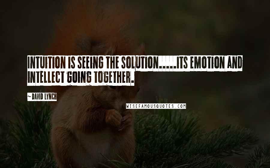 David Lynch Quotes: Intuition is seeing the solution.....its emotion and intellect going together.
