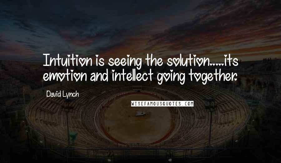 David Lynch Quotes: Intuition is seeing the solution.....its emotion and intellect going together.