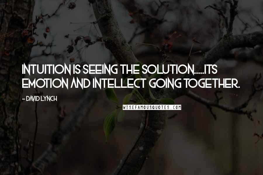 David Lynch Quotes: Intuition is seeing the solution.....its emotion and intellect going together.