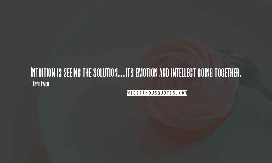 David Lynch Quotes: Intuition is seeing the solution.....its emotion and intellect going together.