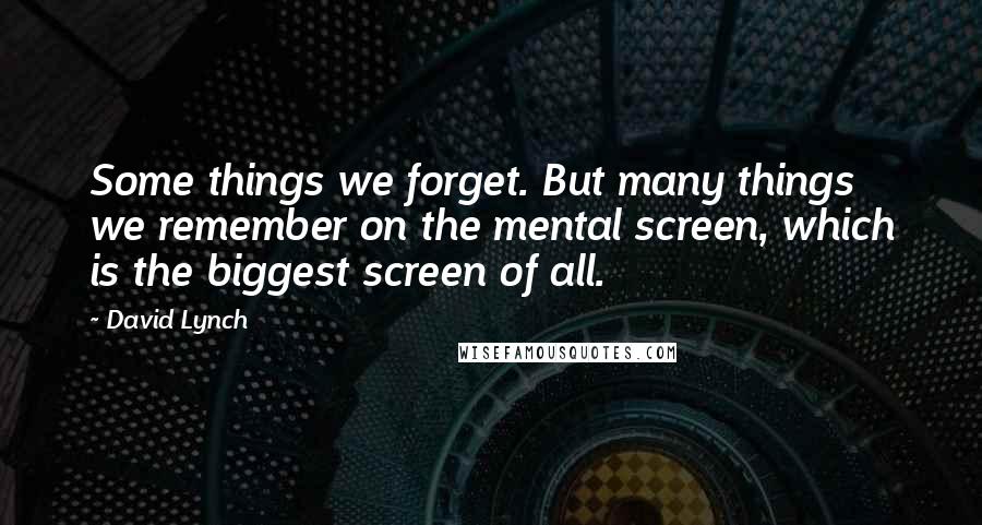 David Lynch Quotes: Some things we forget. But many things we remember on the mental screen, which is the biggest screen of all.