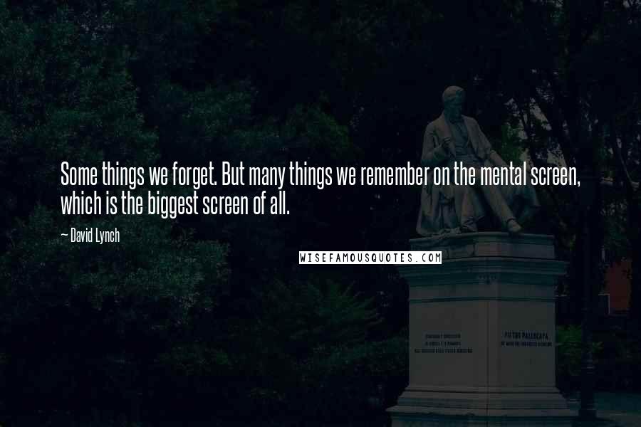 David Lynch Quotes: Some things we forget. But many things we remember on the mental screen, which is the biggest screen of all.