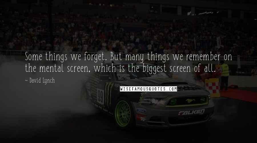 David Lynch Quotes: Some things we forget. But many things we remember on the mental screen, which is the biggest screen of all.