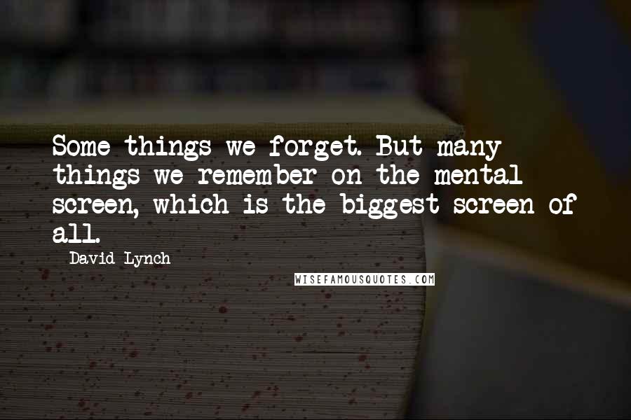 David Lynch Quotes: Some things we forget. But many things we remember on the mental screen, which is the biggest screen of all.