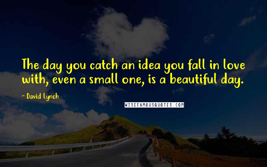 David Lynch Quotes: The day you catch an idea you fall in love with, even a small one, is a beautiful day.