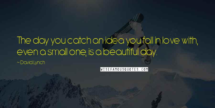 David Lynch Quotes: The day you catch an idea you fall in love with, even a small one, is a beautiful day.