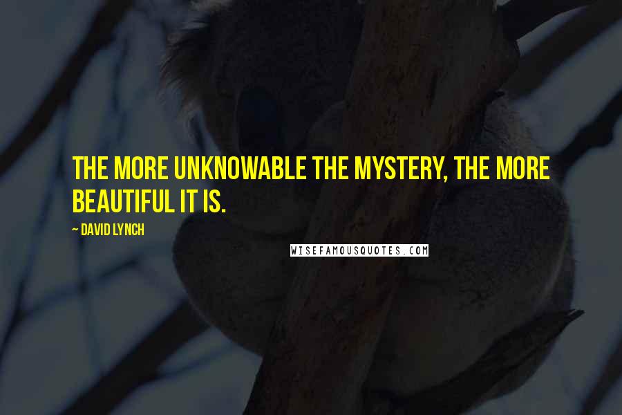 David Lynch Quotes: The more unknowable the mystery, the more beautiful it is.