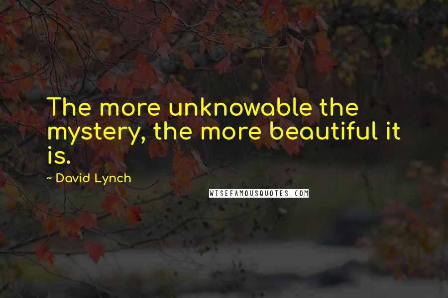 David Lynch Quotes: The more unknowable the mystery, the more beautiful it is.