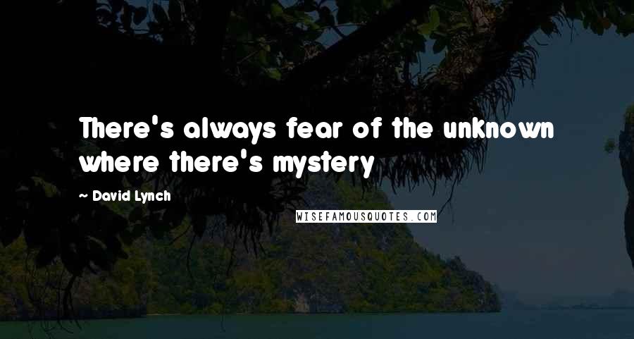 David Lynch Quotes: There's always fear of the unknown where there's mystery