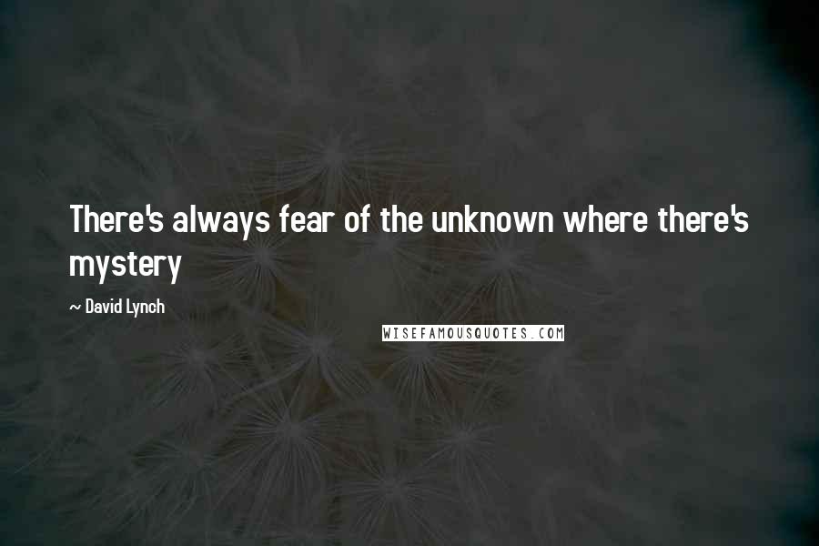 David Lynch Quotes: There's always fear of the unknown where there's mystery