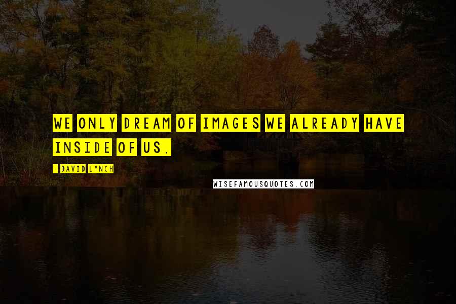 David Lynch Quotes: We only dream of images we already have inside of us.