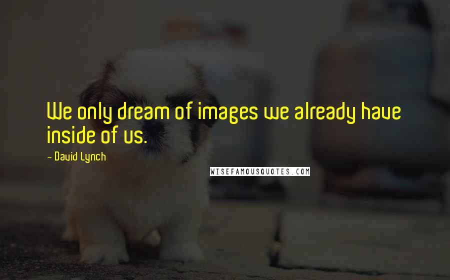 David Lynch Quotes: We only dream of images we already have inside of us.