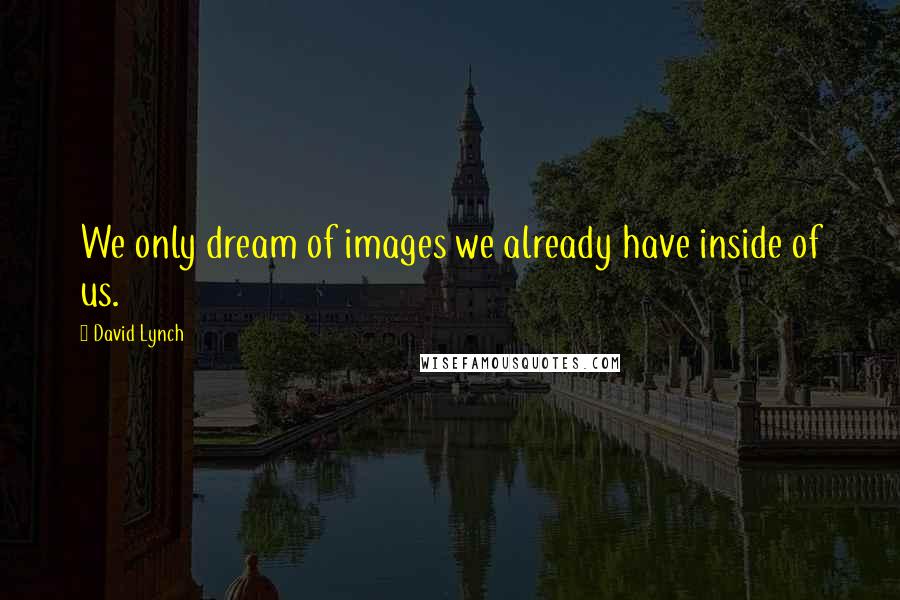 David Lynch Quotes: We only dream of images we already have inside of us.