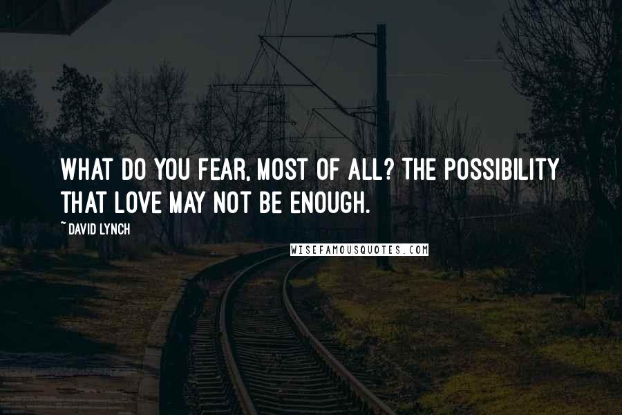 David Lynch Quotes: What do you fear, most of all? The possibility that love may not be enough.