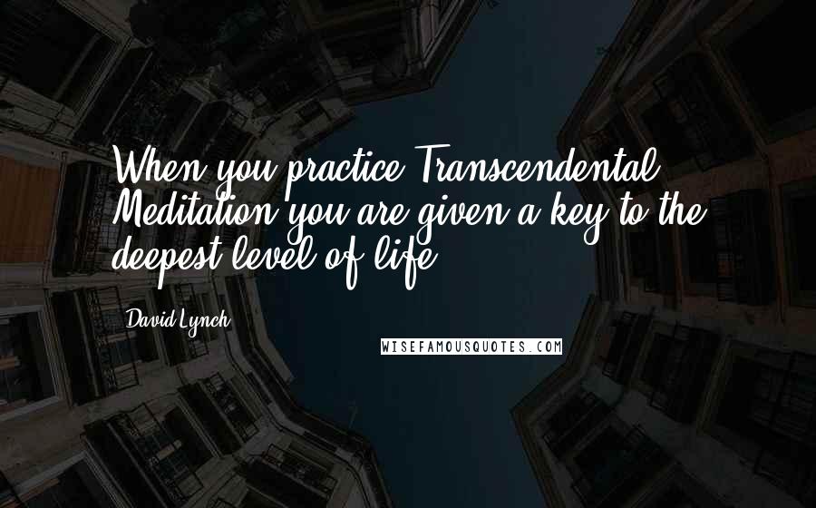 David Lynch Quotes: When you practice Transcendental Meditation you are given a key to the deepest level of life.