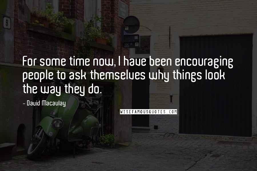 David Macaulay Quotes: For some time now, I have been encouraging people to ask themselves why things look the way they do.