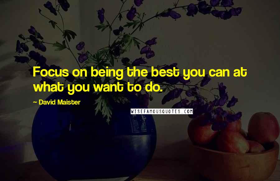 David Maister Quotes: Focus on being the best you can at what you want to do.