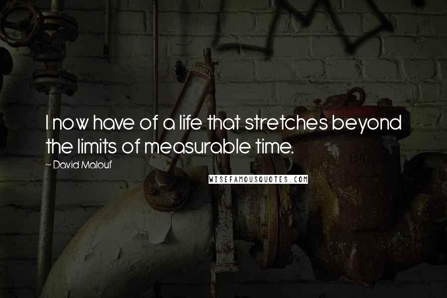 David Malouf Quotes: I now have of a life that stretches beyond the limits of measurable time.