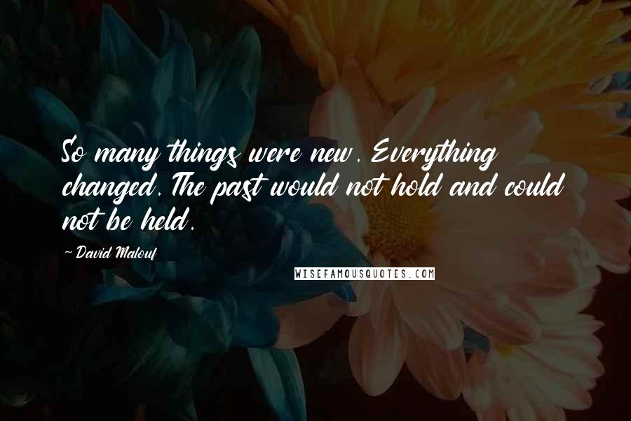 David Malouf Quotes: So many things were new. Everything changed. The past would not hold and could not be held.