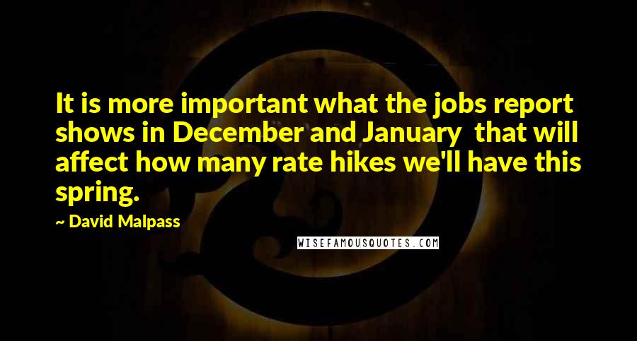 David Malpass Quotes: It is more important what the jobs report shows in December and January that will affect how many rate hikes we'll have this spring.