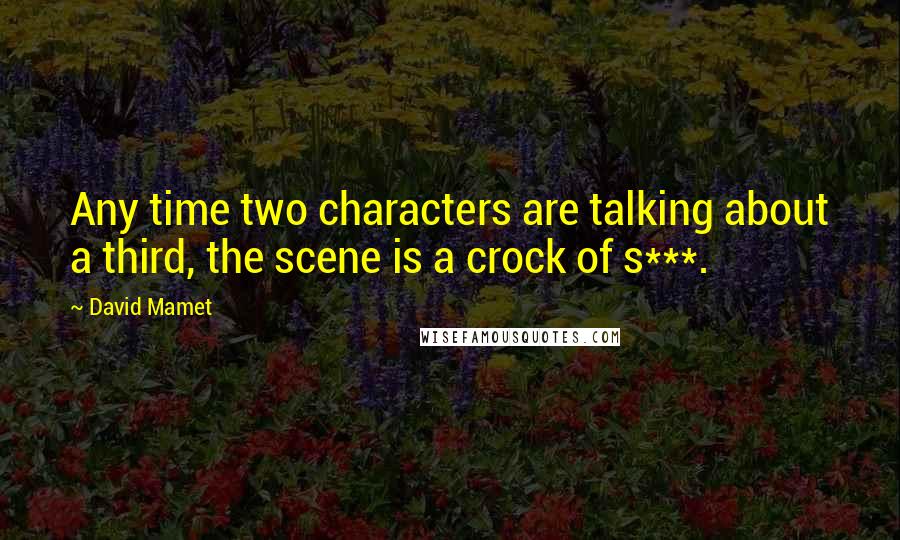 David Mamet Quotes: Any time two characters are talking about a third, the scene is a crock of s***.