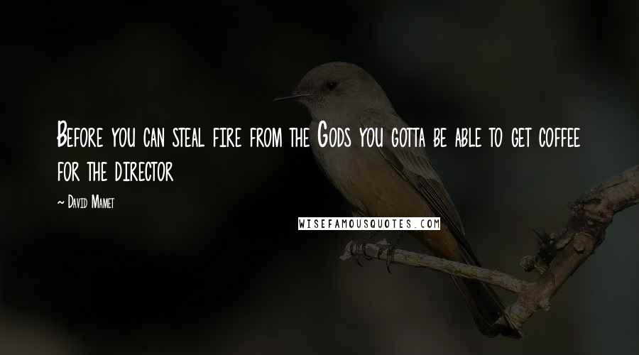 David Mamet Quotes: Before you can steal fire from the Gods you gotta be able to get coffee for the director