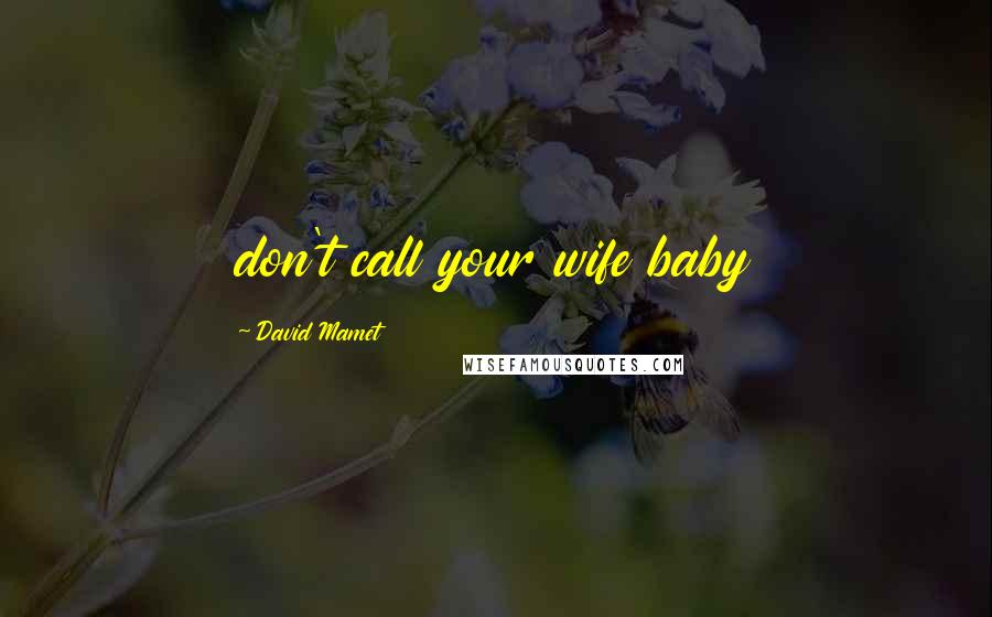 David Mamet Quotes: don't call your wife baby