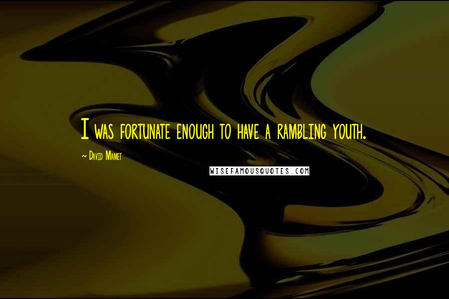 David Mamet Quotes: I was fortunate enough to have a rambling youth.