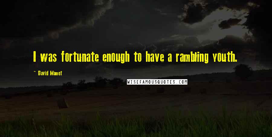 David Mamet Quotes: I was fortunate enough to have a rambling youth.