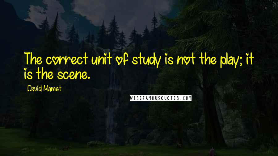 David Mamet Quotes: The correct unit of study is not the play; it is the scene.