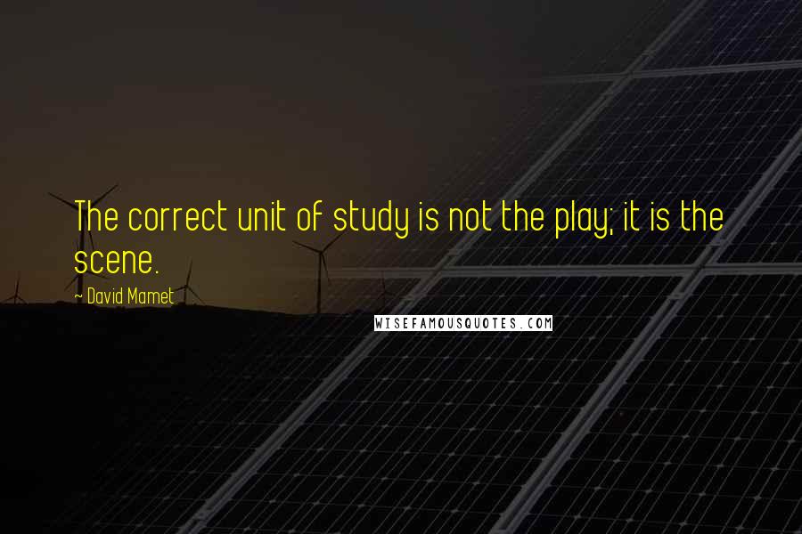 David Mamet Quotes: The correct unit of study is not the play; it is the scene.
