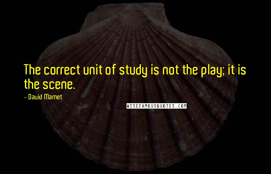 David Mamet Quotes: The correct unit of study is not the play; it is the scene.