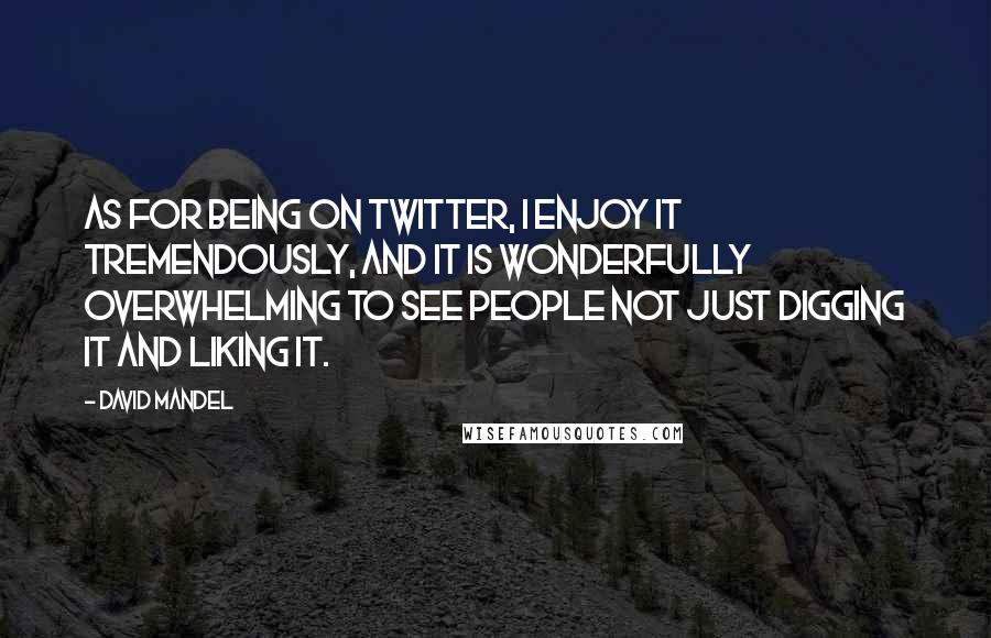 David Mandel Quotes: As for being on Twitter, I enjoy it tremendously, and it is wonderfully overwhelming to see people not just digging it and liking it.