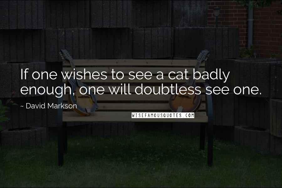 David Markson Quotes: If one wishes to see a cat badly enough, one will doubtless see one.