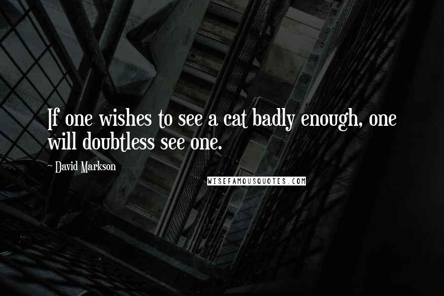 David Markson Quotes: If one wishes to see a cat badly enough, one will doubtless see one.