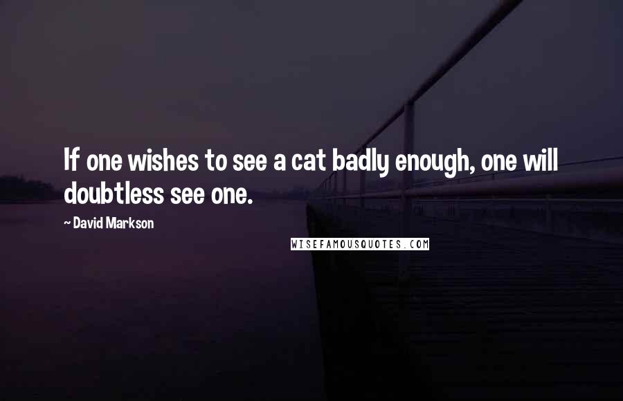 David Markson Quotes: If one wishes to see a cat badly enough, one will doubtless see one.