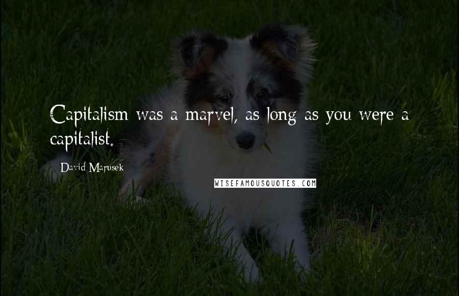 David Marusek Quotes: Capitalism was a marvel, as long as you were a capitalist.