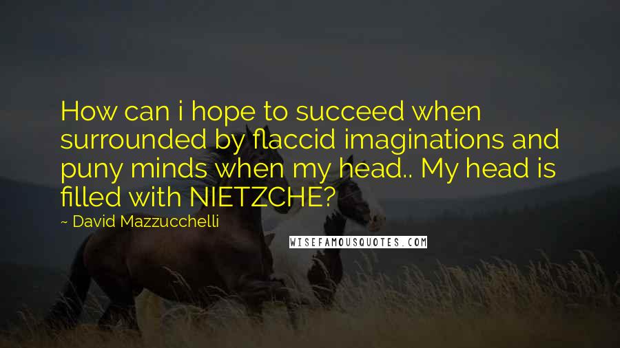 David Mazzucchelli Quotes: How can i hope to succeed when surrounded by flaccid imaginations and puny minds when my head.. My head is filled with NIETZCHE?