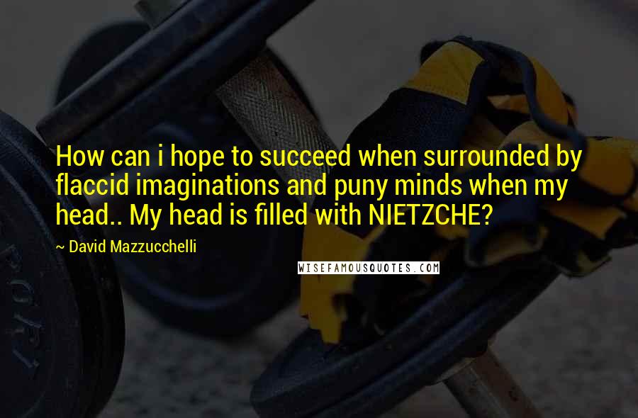 David Mazzucchelli Quotes: How can i hope to succeed when surrounded by flaccid imaginations and puny minds when my head.. My head is filled with NIETZCHE?