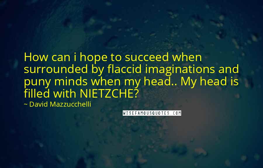 David Mazzucchelli Quotes: How can i hope to succeed when surrounded by flaccid imaginations and puny minds when my head.. My head is filled with NIETZCHE?