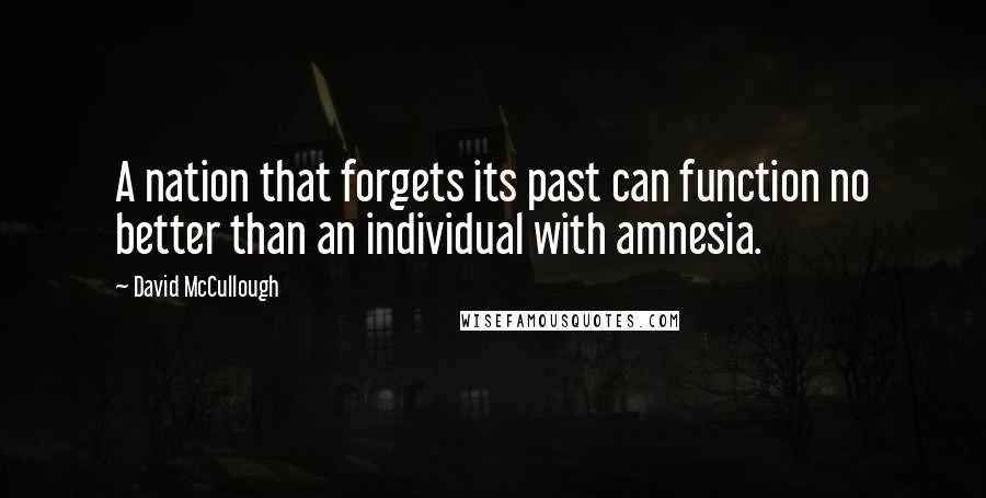 David McCullough Quotes: A nation that forgets its past can function no better than an individual with amnesia.