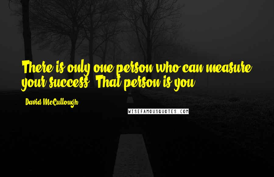 David McCullough Quotes: There is only one person who can measure your success. That person is you.