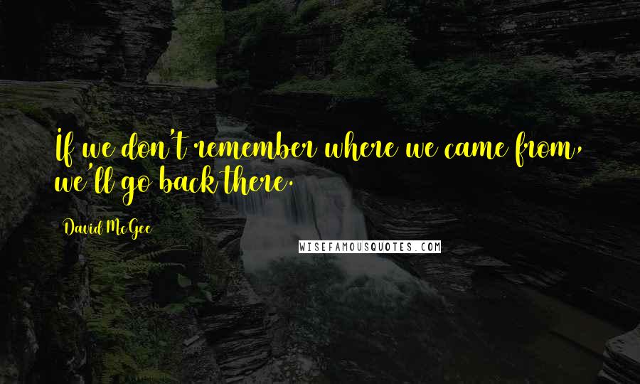 David McGee Quotes: If we don't remember where we came from, we'll go back there.