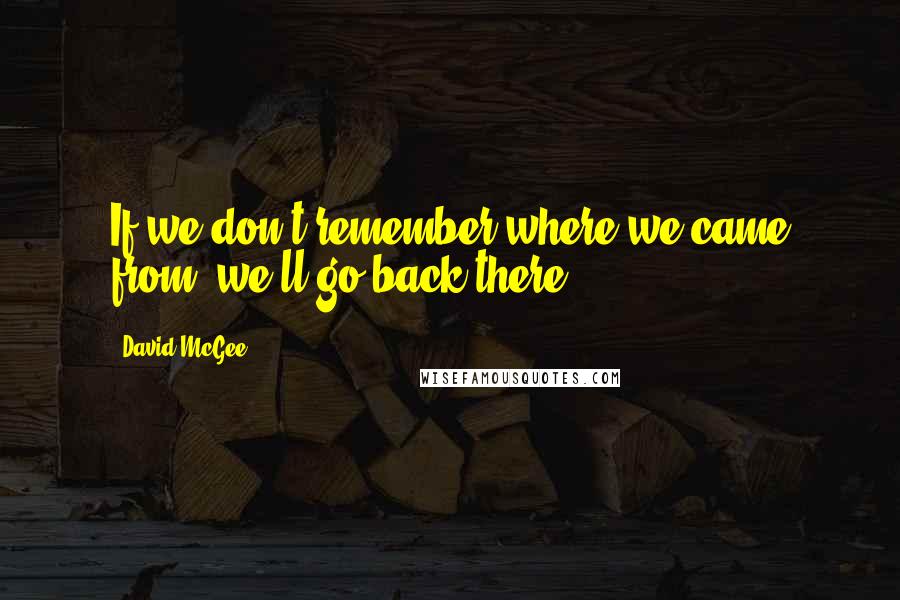 David McGee Quotes: If we don't remember where we came from, we'll go back there.