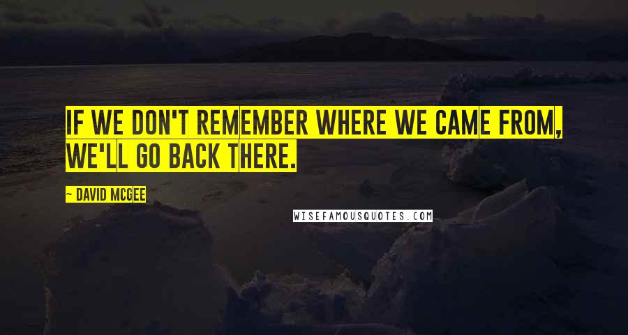 David McGee Quotes: If we don't remember where we came from, we'll go back there.