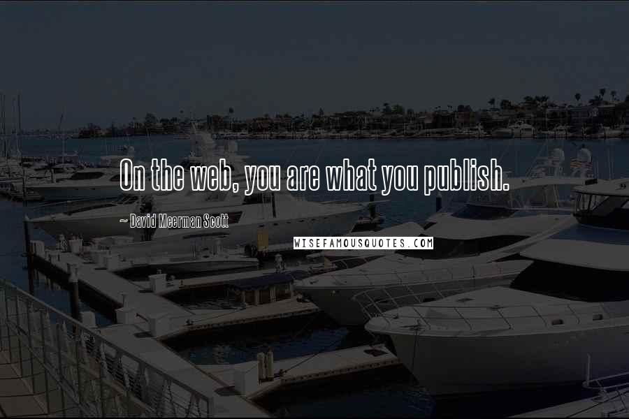 David Meerman Scott Quotes: On the web, you are what you publish.