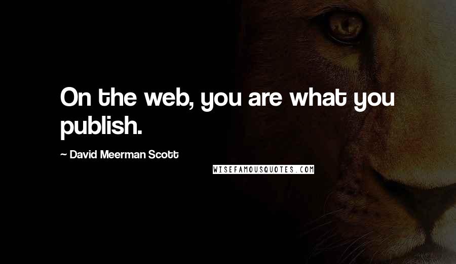 David Meerman Scott Quotes: On the web, you are what you publish.