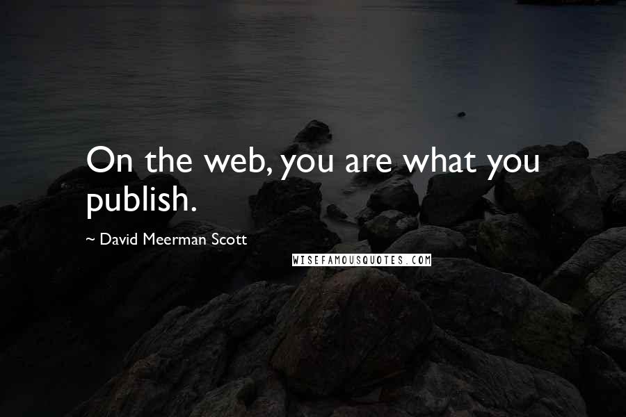 David Meerman Scott Quotes: On the web, you are what you publish.